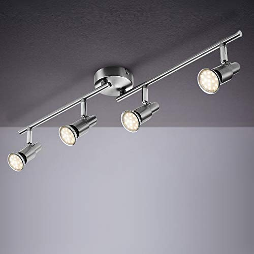 IMPTS LED Deckenstrahler 4 flammig, Deckenleuchte Wohnzimmerlampe Deckenspot Schwenkbar lamp, inkl. 4 x 3W Leuchtmittel GU10 Warmweiß Matt Nickel