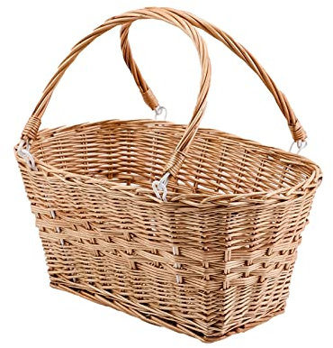 YAHUAN Rechteckige Aufbewahrungskörbe aus Weidengeflecht mit klappbaren Griffen, handgewebter Weidenkorb zum Einkaufen, Picknick, Garten, Ostern (Weide)