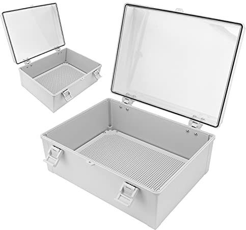 TenNuoDa 400 x 300 x 170mm Large Snap Buckle Electric Junction Box, IP66 Waterproof Transparent Plastic Electric Equipment Distribution Box, Electrical Project Enclosure