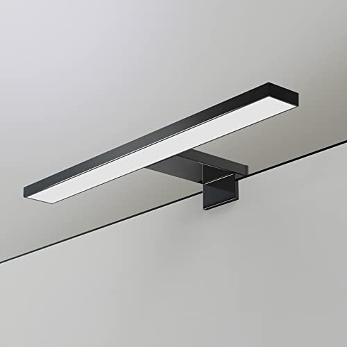 YIQAN LED Spiegel Licht 4000K Natürliches Licht Mattschwarz 40cm Badezimmer 10w 800lm Kabinett Beleuchtung Clip Kosmetik 3 Montageoptionen