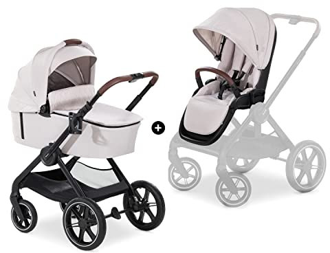 hauck Walk N Care Set Carro de Bebé 2 Piezas - Carrito Recién Nacidos desde hasta 22 kg - Capazo y Silla de Paseo Reversible y Reclinable - Ruedas de Goma - Protección UV 50+ - Beige
