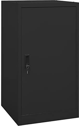 Tidyard Sattelschrank Schließfachschrank Lagerschrank Mit einem großen Fach mit abschließbarer Tür Aktenschrank Büroschrank Standschrank 53 x 53 x 105 cm (L x B x H) Stahl Schwarz