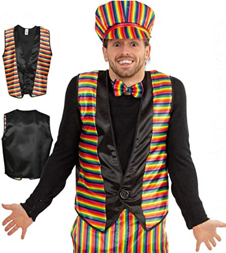 KarnevalsTeufel 1-teilige Kostümweste Regenbogen Unisex für Erwachsene Rainbow CSD bunt Sakko (52)