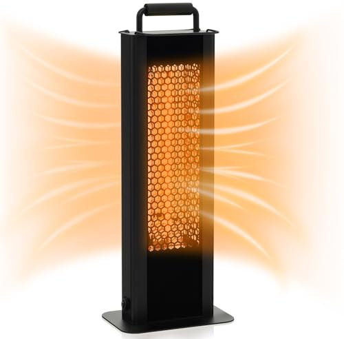 COSTWAY Chauffage Électrique à Infrarouge 1200W Portable avec Double Face, Radiateur Étanche en Aluminium Protection Contre le Renversement et Surchauffe, pour Jardin Balcon