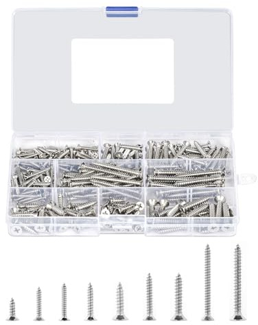 Assorted Stainless Steel Screws Set 265PCS Flat Head Screws M3/M4/M5 | Self-Tapping Screws Kit Grub Screws with Storage Box for Furniture, Repair, Woodwork, DIY Indoor Outdoor