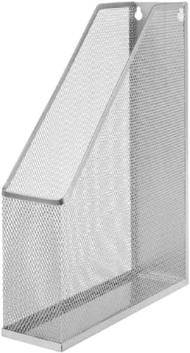 D.RECT Stehsammler A4 Metallgeflecht, Stehordner, bis C4, Archivbox, Ösen für Wandmontage, Dokumentenablage, 7,3x25x31,6 cm, Silber