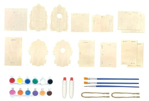 Abaodam Diy Bausatz Vogelhaus Zum Bemalen Und Basteln Holz-vogelhäuser Zum Selbstgestalten Inkl Farben Pinseln Windspiel Zubehör Kreative Bastelidee Für Junge Mädchen Und Erwachsene