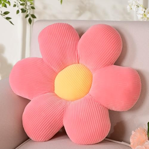 Yhoelata Blumenkissen Rosa, Sitzkissen Boden Aesthetic Zimmer Deko Bedroom, Ganseblumchen Deko Kissen Kinderzimmer, Preppy Room Decor, Sofa Kissen 48 cm