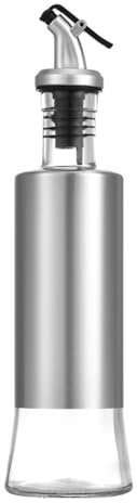 Tixiyu Glass Oil Bottle, Kitchen, Glass Oil Bottle with Stainless Steel Casing, Kitchen Press, Controllable , Storage Accessories (Small)