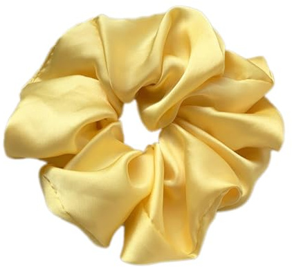 1 Stück Haargummis Damen, Satin Seide Scrunchies Elastisch Haarband Haarbänder Weiche Silk Haarringe Haarschmuck für Mädchen Frauen, Pferdeschwanzhalter,Gelb