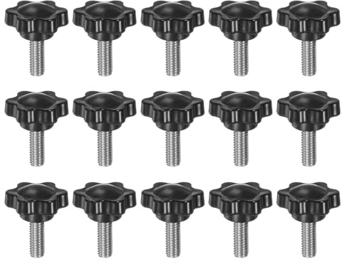 QUARKZMAN 15 Stück Rändelschrauben mit Sterngriff M6 x 16mm x 25mm Sterngriffschraube Kunststoff Knopf Edelstahl 304 Gewindebolzen Klemmschraube Sterngriffmutter Klemmknopf für Maschine
