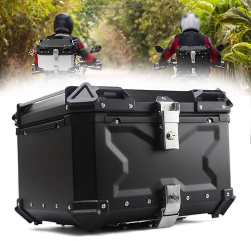 Wasserdichtes Motorrad-Topcase Aus Aluminium Mit Einer Kapazität Von 45/55/65/80 L Aufbewahrungsbox Mit Rückenlehne Für Motorradhelme Und Sicherheits-Motorrad-Heckbox(45 L)