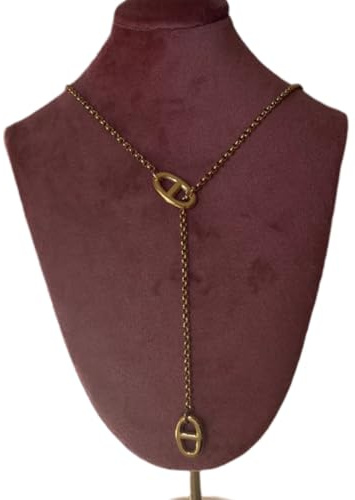collier sautoir maille marine - collier personnalisé femme - cadeau anniversaire- noel - cadeau femme fille - nez de cochon- ref 2