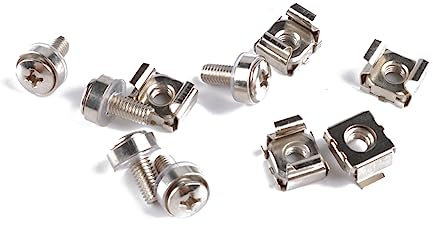OKUMEYR Lot De 10 Écrous Cage M5 En Acier Au Carbone Vis De Montage M5 x 20 Mm, Compatible Racks à Trous Carrés, Fixation Armoires De Serveur Et Étagères Professionnelles