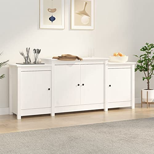 Xichuzi Sideboard Weiß 164x37x68 cm Massivholz Kiefer, Kommode Schlafzimmer, Kommoden & Sideboards, Wohnzimmerschrank, Flur Kommode, Zimmer Möbel - 821493