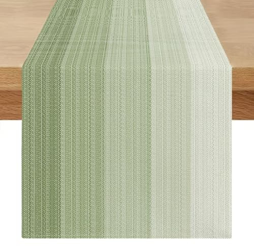 Tischläufer Abwaschbar 40 x 140 Outdoor Tischläufer Modern Boho Leinen Table Runner Frühling Wohnzimmer Tischsets Eukalyptus Grün Tischmatten für Landhausstil Esstisch Party Hochzeit