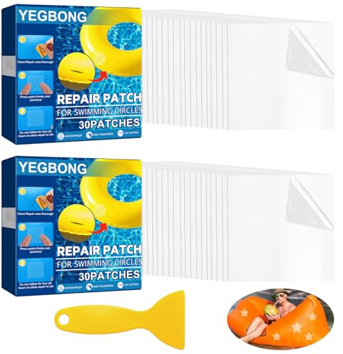 Carreneu 60 Pcs Pool Reparaturset Pool Flicken Pool Reparaturset Unterwasser Pool Flicken Unterwasser Pool Kleber Unterwasser Poolfolie Reparaturset Pool Flickzeug Reparaturset FüR Pools Mit Schaber
