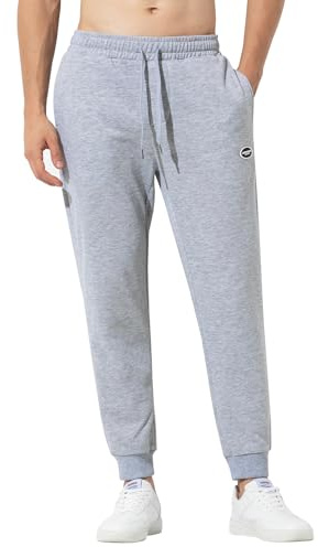 Mauro Kane Joggingbyxor för män med ficka med dragkedja träningsbyxor sport långa byxor joggare träning sweatpants, A2-grå, XL