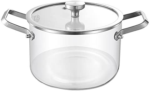 Kochtopf, Glastopf, Auflaufform, Backofen, hitzebeständiger Kochtopf aus klarem Glas, beheizbarer Suppentopf aus klarem Glas, Kochgeschirr-Set aus klarem Glas für Pasta, Nudeln, Suppe, Milch, Lebensm