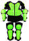 Motocross del protector de cofres, chaleco de armadura de motocicleta para niños durante 5-13 años con almohadillas de rodilla/codo - Motorcycle Chox Protector Gear para deportes al aire libre (ver