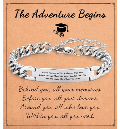 Shuxin Birthday Gifts for Son Brother, Stainless Steel Cuban Link Bracelet for Teenage Boys, Christmas Graduation Presents for Him