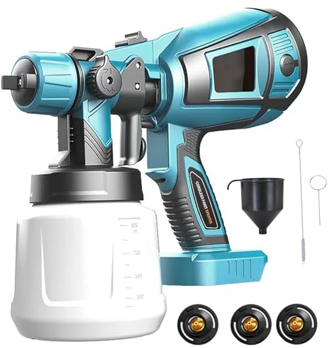 Akku-Farbsprühsystem 200W für Makita 18V Akku, 1000ml Behälter Farbsprühgerät, mit 3 Düsen und 3 Spritzmuster,verstellbarem Luft (Ohne Akku)