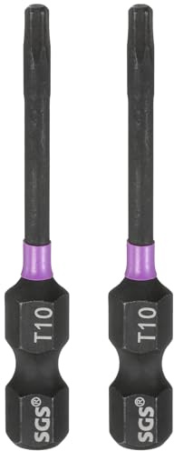 sourcing map 2pcs T10 Torx Impact Cacciavite Bit 1/4 Hex Shank 2 Lungo Magnetico Senza Foro