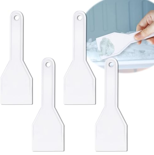 Cheynn 4 Pieces Ice Scraper for Refrigerator, Freezer, Plastic Ice Scraper for Removing Ice and Snow, Heavy Duty Refrigerator Scraper, Cleaning Scraper for Home and Car