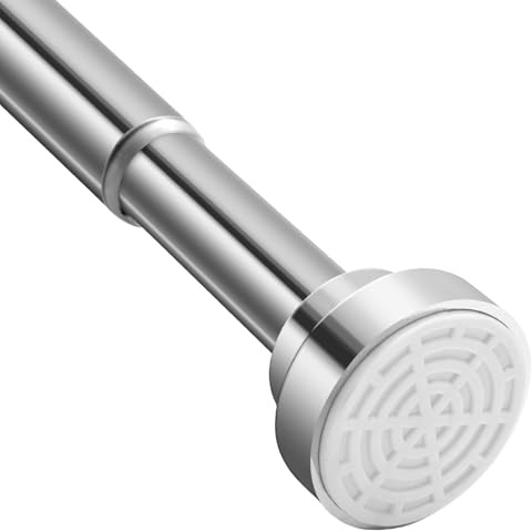Shower Curtain Rail 115-210cm - Stainless Steel Telescopic Tension Pole, Heavy Duty Spring Adjustable Rod for Bathroom No Drill (105-175cm)