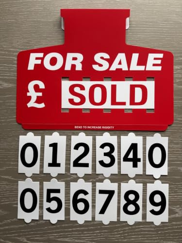 Car For Sale Sign Board, Red, Pack of 1 | Full Red or Blue Available, Car Sun Visor Pricing Kit, Display Numbers Included