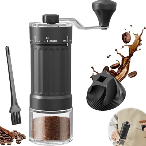 Moulin Café Manuel avec 40 Niveaux Réglables & Broyeur Céramique, Moulin Cafe Grain Capacité 30g pour Maison Voyage Camping Bureau, Moudre Café pour Expresso, Pour Over, French Press et Cafetière Moka