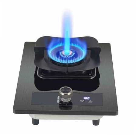 Fornello A Gas Con Bruciatore Singolo Da 5,2 KW, Piano Cottura Indipendente In Vetro Temperato, Con Protezione Antispegnimento E Timer, For Cucinare In Casa(LPG)