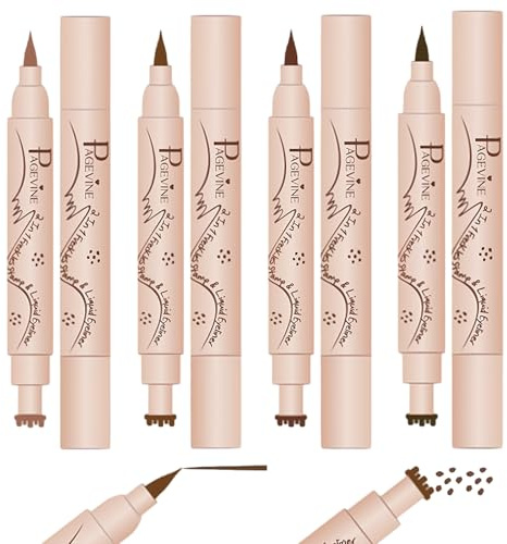 4 Stücke Sommersprossen Stift & Eyeliner 2 in 1, Natürlicher Naturgetreuer Freckle Stamp Makeup Stift, Freckles Pen für Tägliches Make-up und Festivals, Wasserfest, 24H Haltbar