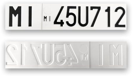 Targhe Storiche srl Targa Personalizzata - Modello Posteriore dal 1985 al 1994 - Lettere e Numeri in Rilievo, Incisa su Alluminio Catarifrangente, Made in Italy (Colorazione d’Origine)
