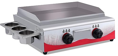 Piastra a gas commerciale - Forno grill da banco con 2 fuochi, temperatura regolabile per interni ed esterni, perfetto per ristoranti e barbecue da campeggio