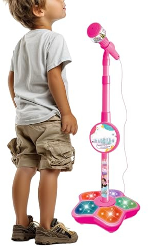 Generico Microfono Per Bambini | LED Altoparlante Portatile Giocattolo | Microfono Giocattolo Con Supporto | Per Natale Compleanno Podcast Registrazione Canto Festa Adolescenti Streaming