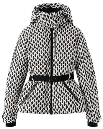 JCVBN - Chaqueta de esquí para mujer, multicolor, impermeable, a prueba de frío, cintura cálida, con capucha, de algodón, cuadrícula, XS