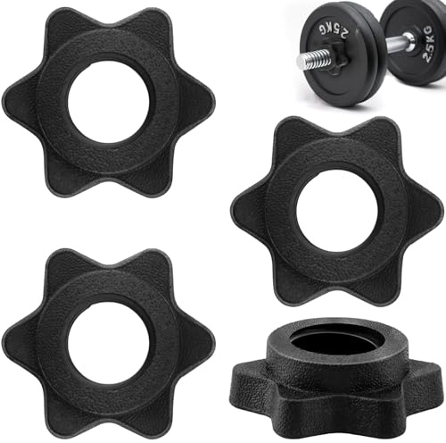 Lunhoo Kurzhantel-Clips, 25 mm, Schwarz, PVC, Sechskantmutter, Sternverschluss für 2,5 cm Standard-Hantel- und Kurzhantelstangen, Heim-Fitness-Studio, Hantelscheiben, rutschfest, sicheres Verschluss