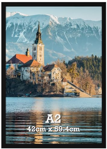 Vasemouh Bilderrahmen A2 (42 x 59,4 cm), 1 Stück schwarzer Fotorahmen, ideal für Fotos, Poster und Kunstwerke, geeignet für Wandmontage im Hoch- und Querformat