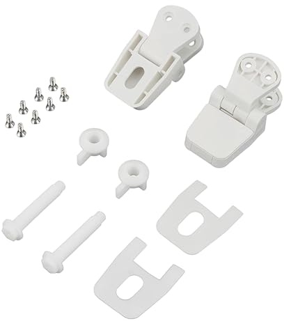 Qrity 2 Pièces Remplacement de Charnière de Siège de Toilette en Plastique Blanc, WC Siège Charnière avec Vis, pour Couvercle Supérieur