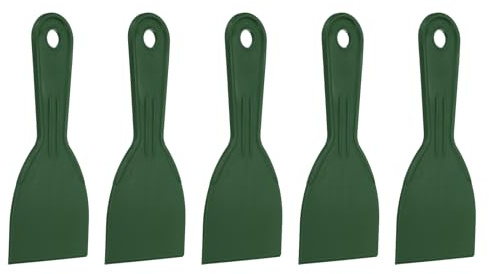 QUARKZMAN 5 Unidades Espátula Raspador 3 Ancho Color Verde Oscuro | Espátula De Plástico Flexible, Herramienta Para Enmasillar Pintura Raspar Paredes Para Trabajo En Drywall Pintura