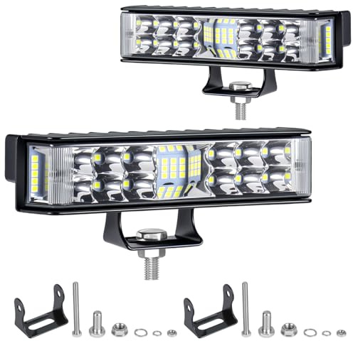 Fxlpower 102W LED Arbeitsscheinwerfer mit Seitenstrahler 12V/24V, 4 Stück | 3400 Lumen, 270° Ausleuchtung, IP65 Wasserdicht, 180° Verstellbar, für Traktor, Anhänger & Offroad