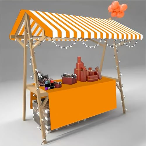 HARELA Bärbar trävagn vikbar för utomhusförsäljare, hopfällbara inlägg för hantverksmässor, gatumarknader och hantverksmässor (orange, 150 cm/59 tum)