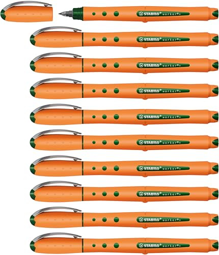 STABILO - Tintenroller - worker+ - fein - 10er Pack - grün