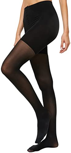 Nur Die Bauch-Beine-Po 60 DEN Shaping-Strumpfhose formt Bauch, Oberschenkel & Po blickdichte matte Feinstrumpfhose breiter Komfortbund Damen, schwarz, L