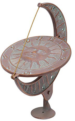 Whitehall Products Sun and Moon Sundial, Copper Verdi