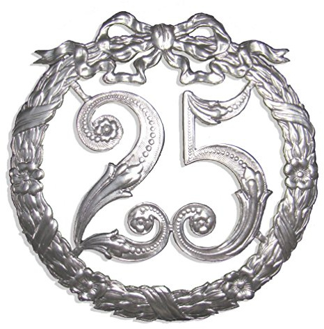 Jubiläumszahl 25, Ø 24 cm, silber, Jubiläumskranz