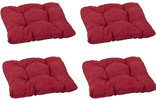 Beo Sitzpolster Gartenstuhl 36x36 atmungsaktiv | Made in EU | Gestepptes Outdoor Stuhlkissen waschbar | UV-beständiges Sitzkissen Stuhl ohne Ausbleichen | 4er Set Sitzkissen Bank in Kirsch-Rot