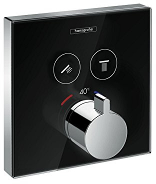 hansgrohe ShowerSelect Glass Thermostatic tap for Concealed Installation for 2 outlets Black/Chrome 15738600