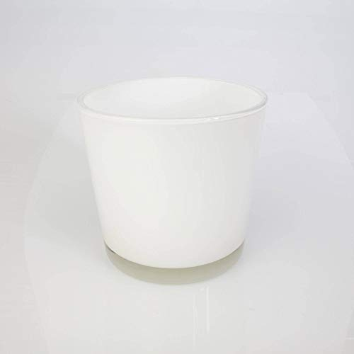 innaGLAS Cache-Pot - Vase Alena, Blanc, 16cm, Ø 17cm | en Verre - Vase Rond en Verre - Grand photophore